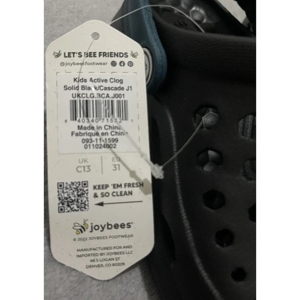 Joybees Kids Active Clog Solid Black/Cascade J1 (Fits 7 To 8 years)‎